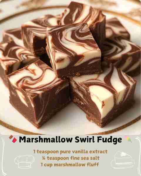 🍫 Marshmallow Swirl Fudge 🍡 Ingredients 2 cups semi-sweet chocolate chips 1 (14 oz) can sweetened...