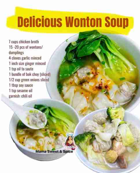 Comforting Soup you can make at home that your family will surely enjoy! Easy Wonton Soup Recipe Ing...