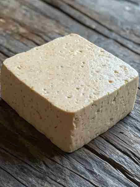 I made an extra-firm block of tofu from about 50 cents worth of green lentils! Soak about a cup of d...