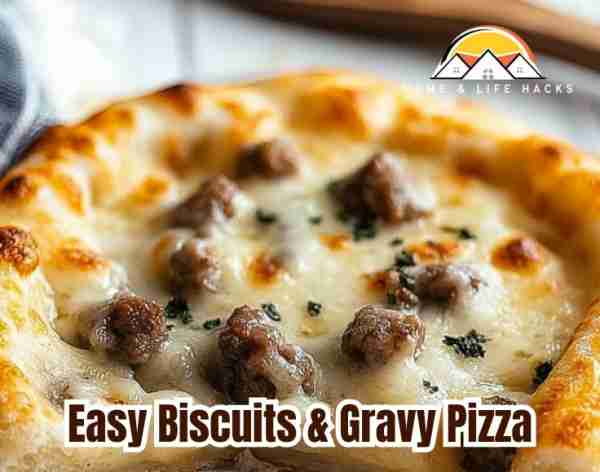 Biscuits & Gravy Pizza Ingredients: - Pizza Dough: - Store-bought or homemade, about 1 pound - Grav...