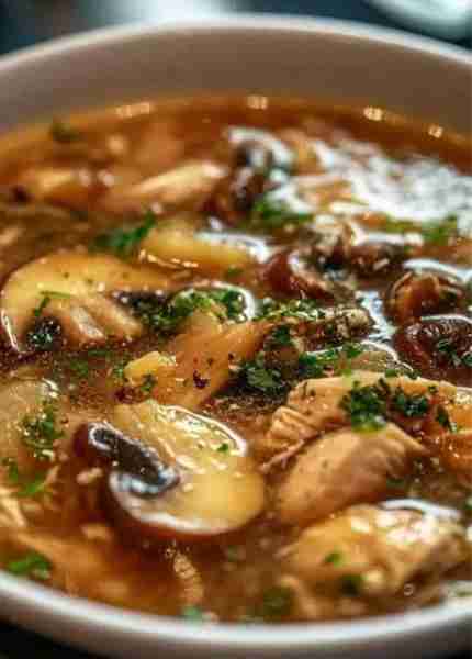 🍲🍗 𝗥𝗼𝘁𝗶𝘀𝘀𝗲𝗿𝗶𝗲 𝗖𝗵𝗶𝗰𝗸𝗲𝗻 𝗠𝘂𝘀𝗵𝗿𝗼𝗼𝗺 𝗦𝗼𝘂𝗽 🍄✨ 📋 Ingredients: 🍗 For the Soup: 2 cups rotisserie chicke...