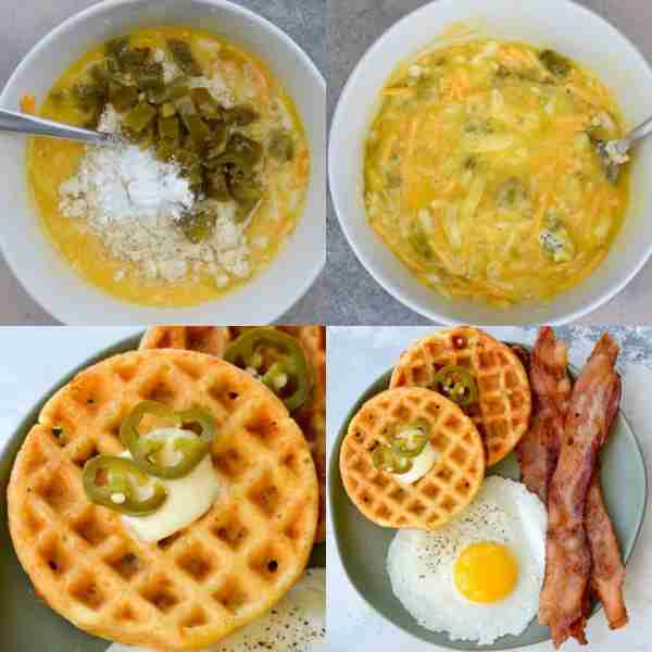 This Jalapeño Cheddar Chaffle recipe is perfect for keto meal prep! Each crispy, cheesy waffle has j...