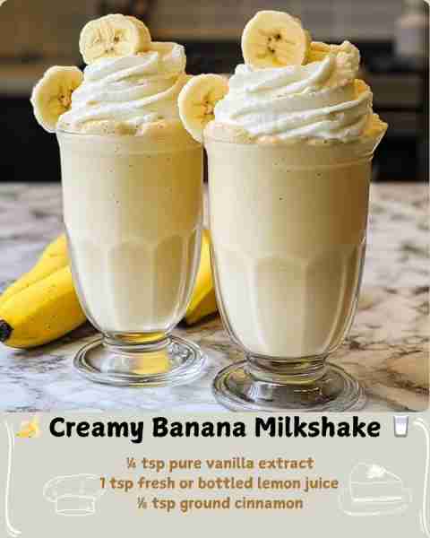 🍌 Creamy Banana Milkshake 🥛 Ingredients 1 large ripe banana (with brown speckles for maximum sweet...