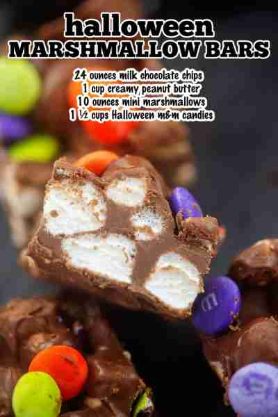 These Halloween Marshmallow Bars are full of chocolate and peanut butter! It’s a super simple four i...