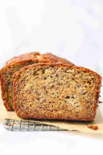 This classic banana bread bakes up soft, sweet, and extra moist—just the way banana bread should be.