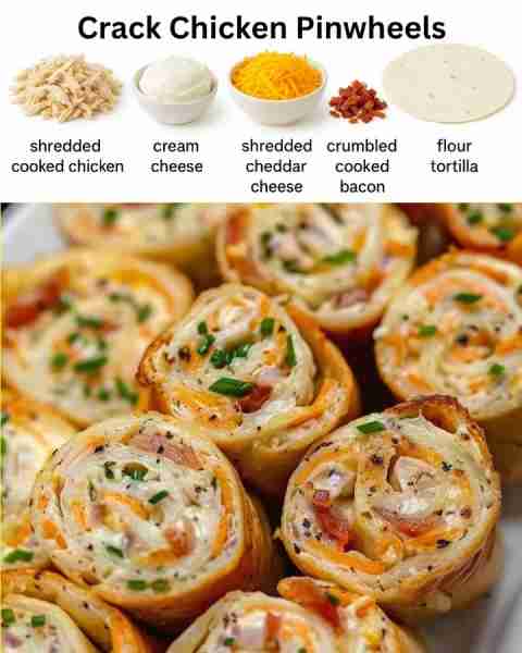 Crack Chicken Pinwheels Full recipe 👇💬