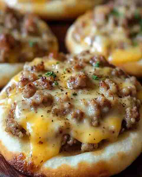 Rustic English Muffin Breakfast Pizza with Sawmill Gravy Ingredients 1 package of English muffins 8...