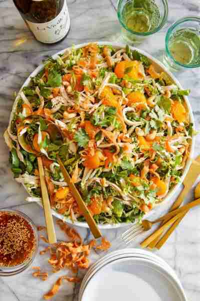 Chinese Chicken Salad - Made with leftover rotisserie chicken, romaine, napa, crispy wonton strips a...