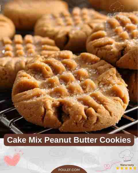 Cake Mix Peanut Butter Cookies Ingredients: - 1 box yellow cake mix (about 15.25 oz) - 1 cup creamy...