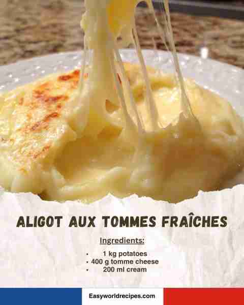 🧀 Aligot aux Tommes Fraîches (Cheesy Potato Purée) A traditional dish from Aubrac, famous for its c...