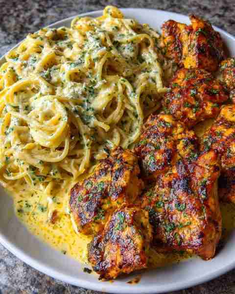 Three-Cheese Cajun Chicken Spaghetti with Creamy Velveeta Alfredo Sauce Ingredients: 1 pound spaghet...