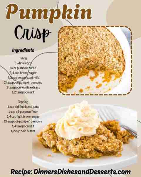 Switch it up from classic fruit crisp and get ready for fall with this Pumpkin Crisp! So yummy and s...
