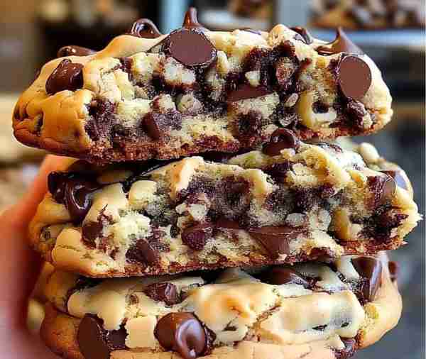 🍪 Levain-Style Chocolate Chip Cookies (Thick & Gooey!) Crispy on the edges, underbaked in the cente...