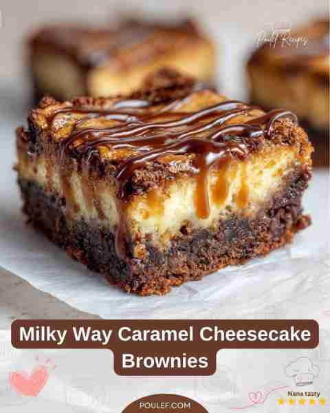 Milky Way Caramel Cheesecake Brownies Ingredients: - 1 cup unsalted butter, melted - 2 cups granulat...