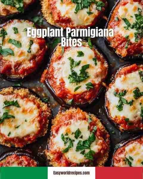 🍆 Eggplant Parmigiana Bites A fun, bite-sized twist on eggplant Parmigiana, with crispy eggplant ro...