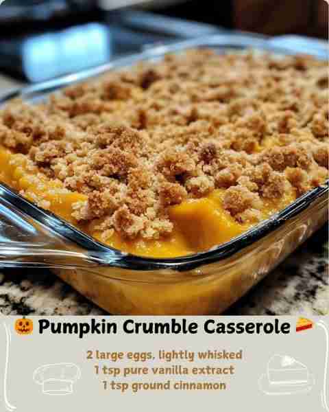 🎃 Pumpkin Crumble Casserole 🥧 Ingredients Pumpkin Base 30 oz (about 3¾ cups) canned pumpkin puree...
