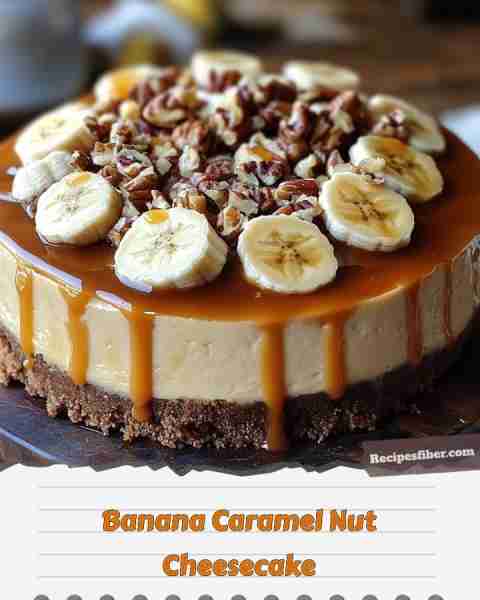 🍌🍮🌰 Indulge in this deliciously rich Banana Caramel Nut Cheesecake! 📋 Ingredients - 1 1/2 cups...