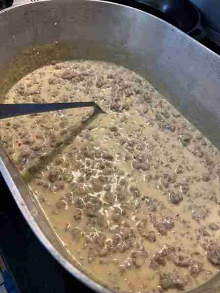 There was a post the other day about biscuits and gravy. This is the sausage gravy I make for my cre...
