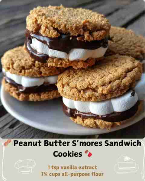 🥜 Peanut Butter S’mores Sandwich Cookies 🍫 Ingredients Cookies ½ cup (1 stick) unsalted butter, so...
