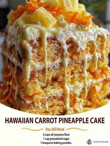Hawaiian Carrot Pineapple Cake Ingredients 2 cups all-purpose flour 1 cup granulated sugar 1 teaspoo...
