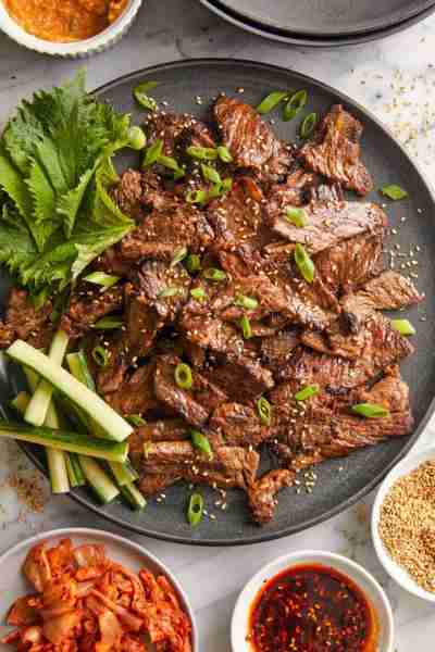 Korean Beef Bulgogi - A super easy recipe for Korean BBQ with the most flavorful marinade! The thin,...