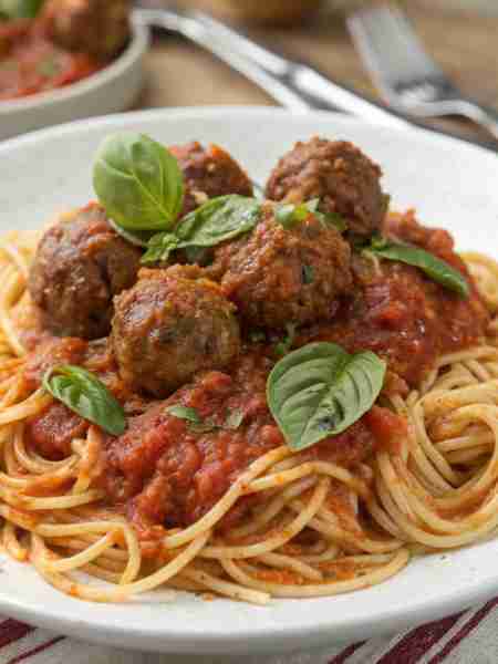 Craving comfort? This spaghetti & meatballs recipe is easy, saucy, and hits every time. Recipe in Fi...