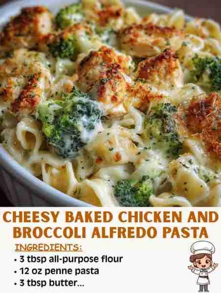 🥘 Cheesy Baked Chicken and Broccoli Alfredo Pasta 🛒 Ingredients 12 oz penne pasta (or ziti) 2 cups...