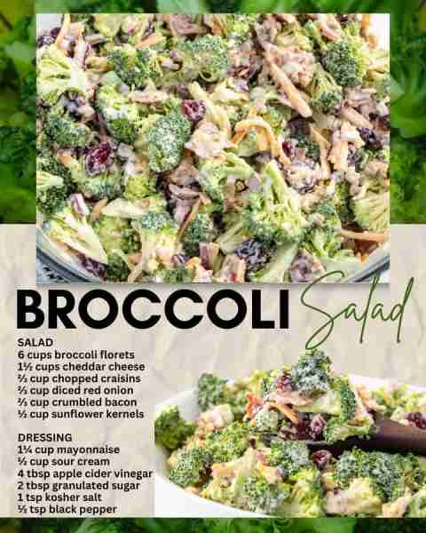 CREAMY BROCCOLI SALAD WITH BACON! Recipe created by Princess Pinky Girl and link to recipe in commen...