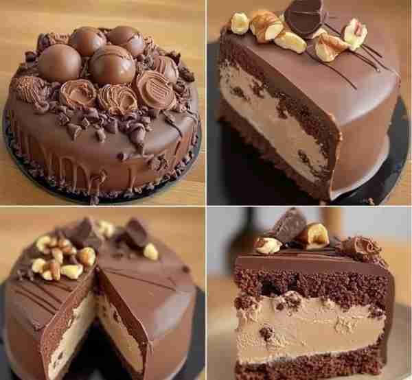 🍫🌰 Chocolate Hazelnut Delight Cake Layers of moist chocolate cake, creamy hazelnut filling, and a...