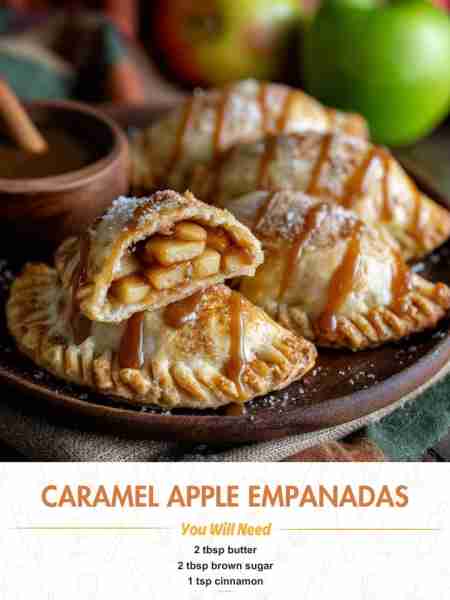 Caramel Apple Empanadas Ingredients 2 tbsp butter 2 tbsp brown sugar 1 tsp cinnamon ...... Full Reci...