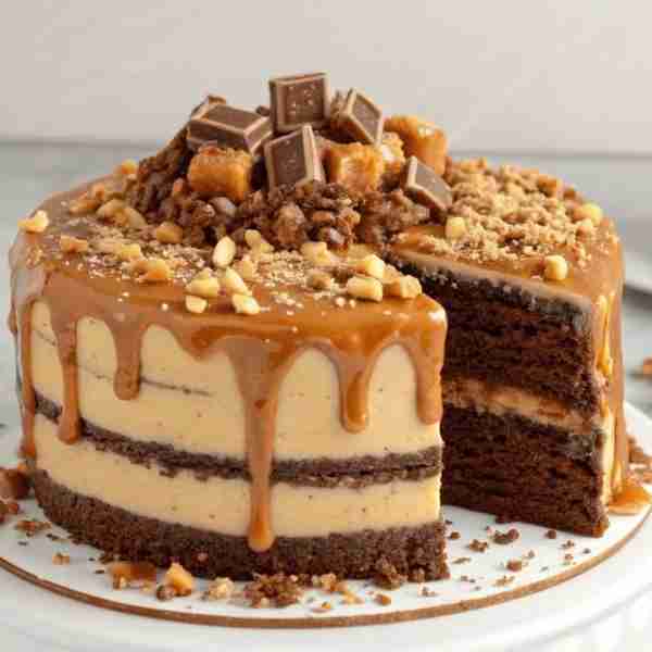 Caramel Crunch Cake Ingredients: 2 cups all-purpose flour 1 ½ tsp baking powder ½ tsp baking soda ½...