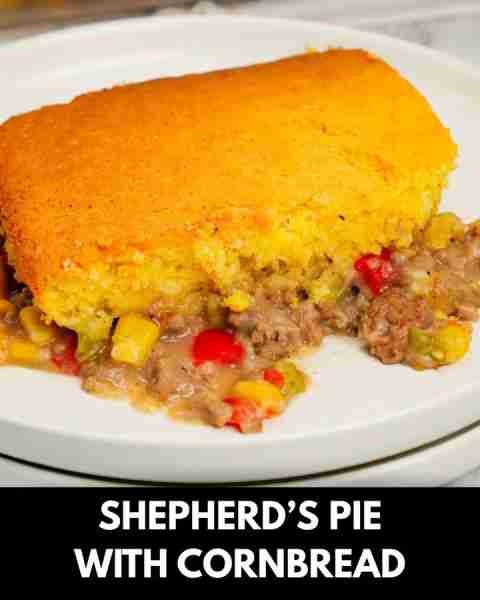 Shepherd's Pie with Cornbread is a Tex-Mex twist on a classic dish using Jiffy corn muffin mix, dice...