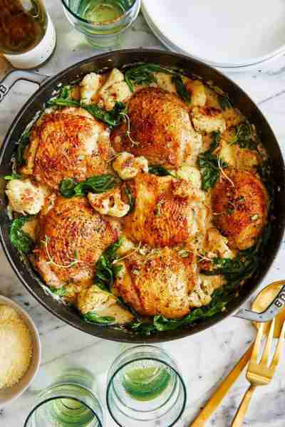 Creamy Chicken and Cauliflower - Tender, juicy golden-brown chicken cooked in a heavenly cream sauce...