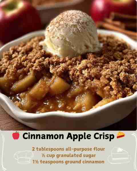 🍎 Cinnamon Apple Crisp 🥧 Ingredients For the Filling: 6 cups peeled, cored, and sliced apples (abo...