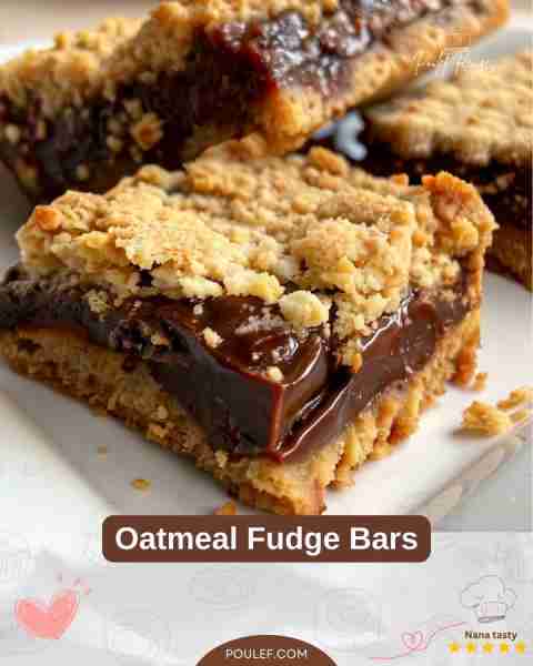 Oatmeal Fudge Bars Ingredients: For the Oatmeal Layers: 1 cup unsalted butter, softened 2 cups brown...