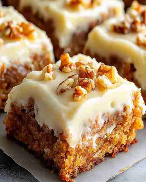 Decadent Carrot Cake Bars with Cream Cheese Frosting Ingredients 2 cups all-purpose flour 1 1/2 teas...