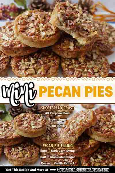 MINI PECAN PIES! 🥧 Made with a buttery shortbread crust and a classic pecan pie filling! The perfec...