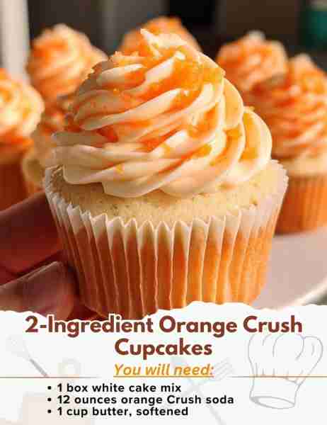 2-Ingredient Orange Crush Cupcakes Ingredients: - 1 box white cake mix - 12 ounces orange Crush sod...