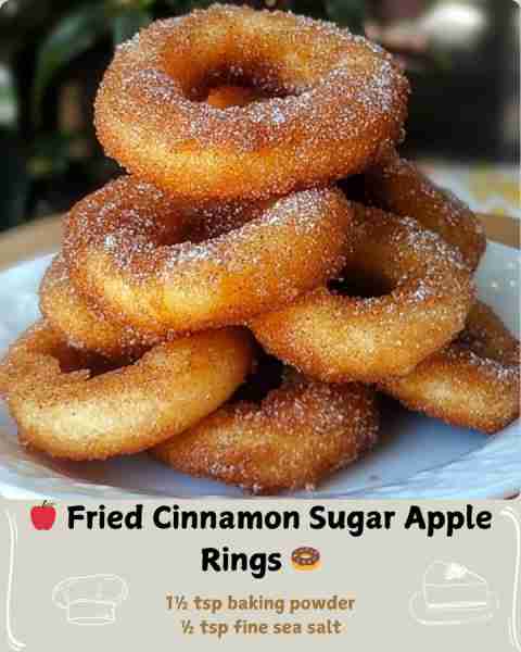 🍎 Fried Cinnamon Sugar Apple Rings 🍩 Ingredients 4 medium apples (such as Granny Smith, Honeycrisp...
