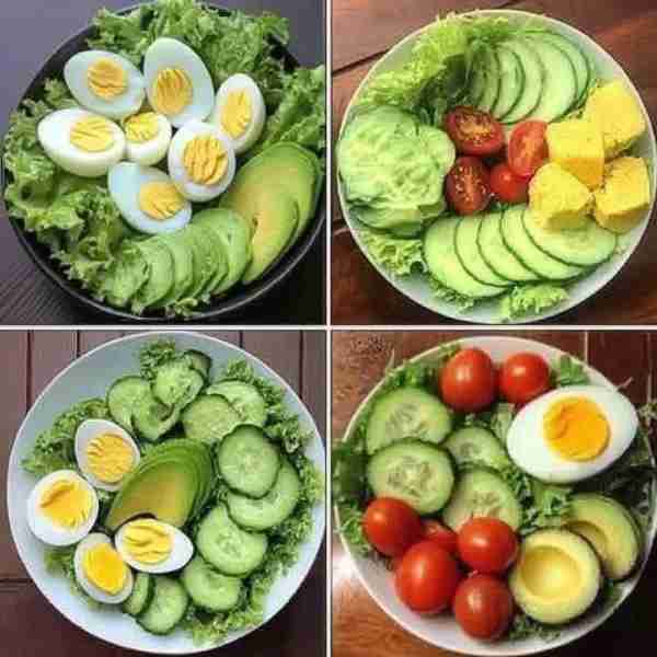 👩 🍳 Delicious Salads🥗👌 Ingredients ✅Plato 1 Lettuce 🥬 avocado slices 🥑 Boiled eggs 🥚 ✅Plato...