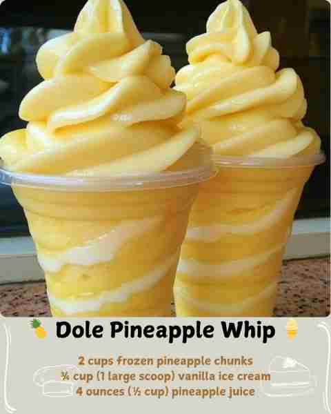 🍍 Dole Pineapple Whip 🍦 Ingredients 2 cups frozen pineapple chunks ¾ cup (1 large scoop) vanilla i...