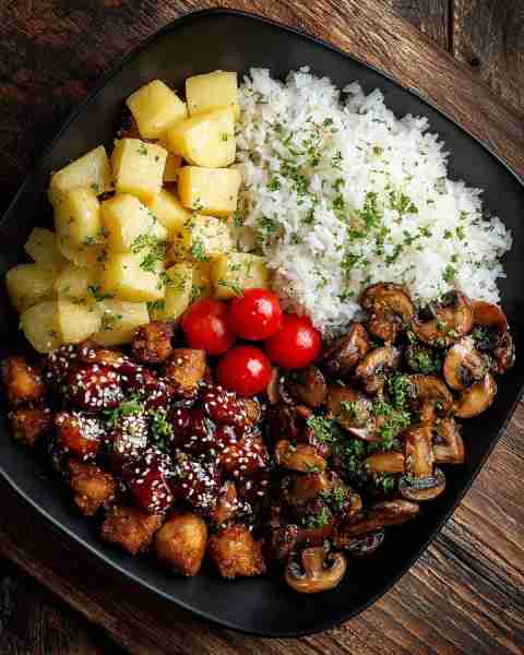 🍗 Teriyaki Chicken Bowl with Garlic Mushrooms, Pineapple, Rice & Cherry Tomatoes 🍍🍄🍚 Prep Time:...