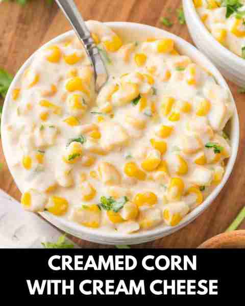 Creamed Corn with Cream Cheese is a rich and flavourful side dish recipe perfect for holiday dinners...