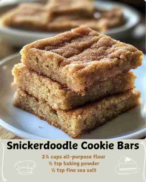 🍪 Snickerdoodle Cookie Bars 🍪 Ingredients 1 cup (2 sticks / 227g) unsalted butter, softened 1½ cup...