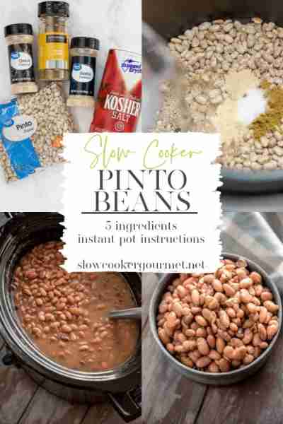 Slow Cooker Pinto Beans Ingredients 1 pound dried pinto beans 1 teaspoon cumin 1 teaspoon garlic pow...