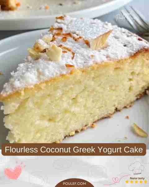 This Flourless Coconut Greek Yogurt Cake is soft, moist, and filled with tropical flavor—made with c...