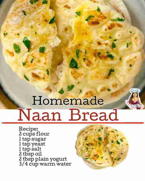 Perfectly cooked naan! Love it! Homemade Naan Bread Recipe Delicious, soft and chewy naan bread reci...