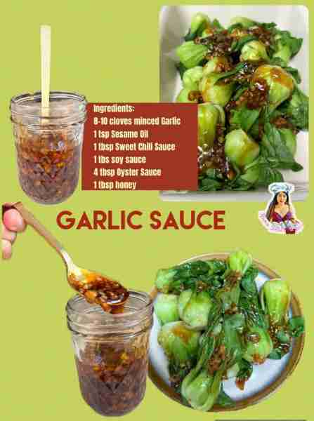 Delicious and So easy - Homemade Garlic Sauce Ingredients: 8-10 cloves minced Garlic 1 tsp Sesame Oi...