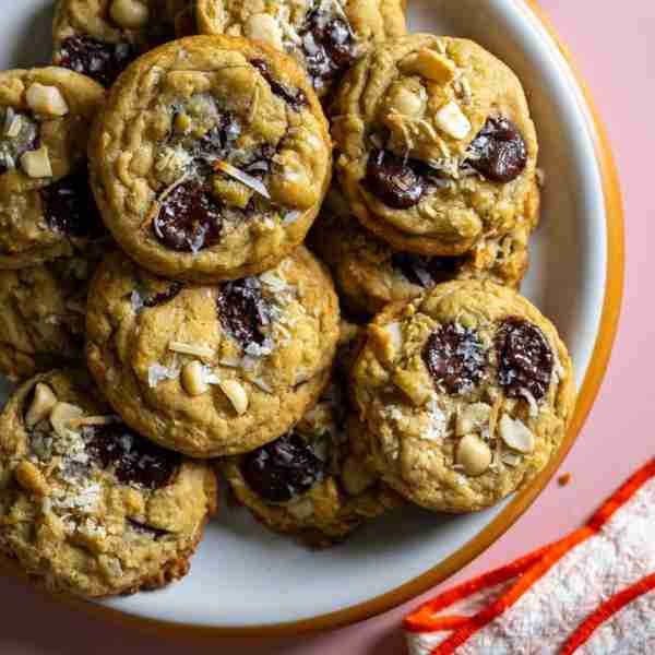Classic chocolate chip cookies get a taste of the island life in these Macadamia Nut Coconut Chocola...