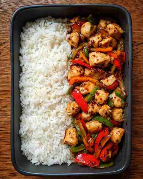 🍛 Spicy Garlic Chicken Stir-Fry with Peppers & Rice 🌶️🍗🍚 Prep Time: 15 minutes Cook Time: 15 minu...